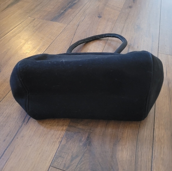 Vintage 50's Lennox Black Suede Satchel  with Pouch Comb and Mirror - Picture 3 of 8